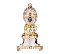 danila-souvenirs Glamorous Style Royal Danish Easter Egg (Danish Jubilee) Trinket Jewel Box with Lions 13 cm blue
