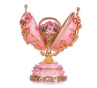 danila-souvenirs Glamorous Style Spring Flowers Easter Egg with Basket of Flowers 8,5 cm pink