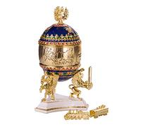 danila-souvenirs Glamorous Style Trans-Siberian Railway Easter Egg Trinket Jewel Box with train 12,5 cm blue