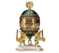 danila-souvenirs Glamorous Style Trans-Siberian Railway Easter Egg Trinket Jewel Box with train 12,5 cm green