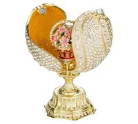danila-souvenirs Glamorous Style Twisted Easter Egg Trinket Jewel Box with Basket of Flowers 12 cm cream