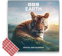 Danilo BBC Earth Calendar 2026, Square Wall Calendar, Multi-Colour, with FREE Organisational Stickers Included