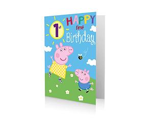 Danilo Peppa Pig Age 1 1st Happy First Birthday Card - Peppa Pig George,Multi Colour