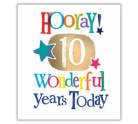 Danilo Promotions Limited Age 10 Birthday Card, Brightside Age 10 Birthday Card, 10th Birthday Card Brightside, Happy 10th Birthday Card,Multi,7x6 inch