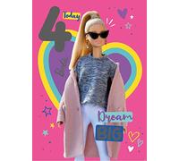 Danilo Promotions Limited Age 4 Birthday Card, Barbie Age 4 Birthday Card, Birthday Card for Age 4 Barbie, 4th Birthday Card,Multi,7x6 inch