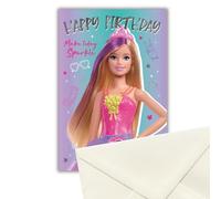 Danilo Promotions Limited Barbie Birthday Card, Official Barbie Greeting Card, Happy Birthday Barbie Card,Multi,9 x 6 inch