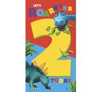 Danilo Promotions Ltd Dinosaur Roar Birthday Card with Stickers, Age 2