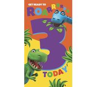 Danilo Promotions Ltd Dinosaur Roar Birthday Card with Stickers, Age 3