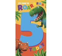 Danilo Promotions Ltd Dinosaur Roar Birthday Card with Stickers, Age 5