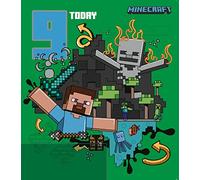 Danilo Promotions LTD Minecraft 9th Birthday Card, Childrens Birthday Card For 9th Birthday Celebration, Minecraft Card For Kids, Officially Licensed Birthday Card,Multi,7 x 6