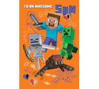 Danilo Promotions Ltd MINECRAFT BIRTHDAY CARD, HAPPY BIRTHDAY SON, CARD FOR SON, MINECRAFT LOVER CARD