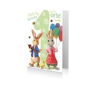 Danilo Promotions Ltd Peter Rabbit Official Age 1 Birthday Card Multi Colour, PE033, 7x6 inch