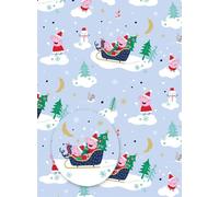 Danilo Promotions Peppa Pig Christmas Wrapping Paper, 4 Sheet 4 Tag Peppa Pig Wrapping Sheet for Gift Wrap