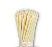 Danilovo Thin Taper Beeswax Candles - Honey-Scented, Decorative Candles Ideal for Birthday Decoration or Church Prayers - White Drip Free, Tall & Smokeless Pack of 50 pcs, 16 x 0.5 cm
