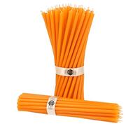 Danilovo Thin Taper Beeswax Candles - Honey-Scented, Decorative Candles Ideal for Birthday Decoration or Church Prayers - Orange Drip Free, Tall & Smokeless Pack of 50 pcs, 18,5 x 0,61 cm