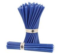 Danilovo Thin Taper Beeswax Candles - Honey-Scented, Decorative Candles Ideal for Birthday Decoration or Church Prayers - Blue Drip Free, Tall & Smokeless Pack of 50 pcs, 18,5 x 0.61 cm