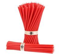 Danilovo Thin Taper Beeswax Candles - Honey-Scented, Decorative Candles Ideal for Birthday Decoration or Church Prayers - Red Drip Free, Tall & Smokeless Pack of 50 pcs, 18,5 x 0.61 cm