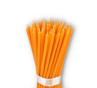 Danilovo Thin Taper Beeswax Candles - Honey-Scented, Decorative Candles Ideal for Birthday Decoration or Church Prayers - Orange Drip Free, Tall & Smokeless Pack of 50 pcs, 16 x 0.5 cm