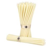 Danilovo Thin Taper Beeswax Candles - Honey-Scented, Decorative Candles Ideal for Birthday Decoration or Church Prayers - White Drip Free, Tall & Smokeless Pack of 50 pcs, 18,5 x 0.61 cm