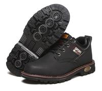 DANIOS Men's Safety Shoes Imitation Leather Steel Toe Shoes Anti-smash Anti-puncture Work Shoes Safety Protect Indestructible Shoes (Color : Black, Size : 9.5 UK)