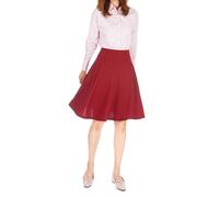Dani's Choice High-Waisted Cotton Blend Skirt with Pockets - Knee Length A-line Flare for Business and Casual Wear, With Pockets Burgundy, XL