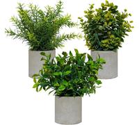 DANISCH 3 Sets Mini Potted Artificial Plants Indoors in Pots Fake Plants Eucalyptus Faux Plants Rosemary Plants for Office Desk Kitchen Bedroom Garden Indoor Outdoor Home and Room Decor