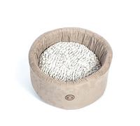 Danish Design Arctic Cream Faux Suede Removable Cushion Machine Washable Cat/Kitten Cosy Bed 51 cm Medium