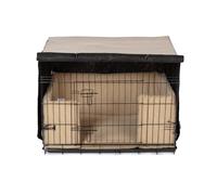 Danish Design Dog Crate Cover - Blackout Lined, Roll-Down Doors - Oatmeal - XXL