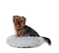 Danish Design Essentials Fluffy Donut Dog Bed, Silver Small 40cm - Snug and Fluffy Soft Pet Bed, Machine Washable