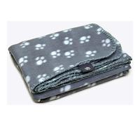 Danish Design Essentials Polar Dog Blanket Silver 75x100cm - Paw Print Patter, Soft & Machine Washable Blanket for Dogs