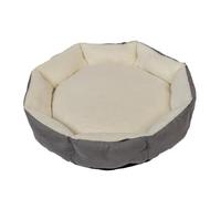 Danish Design Essentials Quilted Dog Bed, Silver Large 65x65x16cm - Scalloped Pet Bed with Fur Lining, Machine Washable