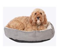Danish Design Essentials Quilted Dog Bed, Silver Medium 62x60x16cm - Scalloped Pet Bed with Fur Lining, Machine Washable