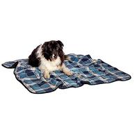 Danish Design FatFace Dark Grey Sherpa Fleece Blue Check Eco Friendly Machine Washable Dog/Puppy Blanket Medium 70 cm x 125 cm
