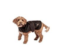 Danish Design FatFace Sussex Brown Waxed Cotton Orange Check Lining Naturally Water Resistant Dog/Puppy Coat 35 cm