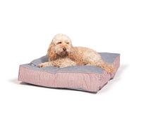 Danish Design Nautical Maritime Removable Cover Red/Cream Denim Look Stripe Dog/Puppy Box Bed Medium