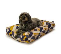 Danish Design Retreat Eco-Wellness Geo Tile Navy Yellow Water Resistant Recycled Memory Foam Dog/Puppy Duvet Medium 71 x 98 cm