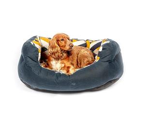 Danish Design Retreat Eco-Wellness Navy Scandi Inspired Geo Tile Recycled Memory Foam Dog/Puppy Bed Large 40 Inch