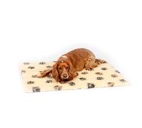 Danish Design Sherpa Fleece Beige/Brown Paw Print Dog/Puppy Fleece 75 x 50 cm