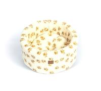 Danish Design Sherpa Fleece Beight Brown Paw Print Machine Washable Cat/Kitten Cosy Bed Large 50 cm