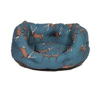 Danish Design Dog/Puppy Slumber Bed Woodland Stag – Deep Filled, Machine Washable, Teal, 35 in
