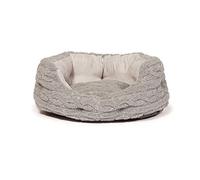 Danish Design Bobble Pewter Grey Machine Washable Cable Knit Dog/Puppy Deluxe Slumber Bed 35 Inch