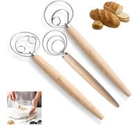 Danish Dough Whisk Bread Mixer，3 Pack Premium Stainless Steel Dutch Whisk The Original Danish Dough Whisk，For Cake Dessert Bread Pizza Pastry Kitchen Baking Tools