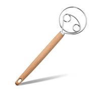 Danish Dough Whisk Double Loop Dough Whisk with Wooden Handle, Stainless Steel Sourdough Whisk Bread Dough Mixer Hand Tool for Baking, Bread Making Tools, Bread Whisk for Dough Mixing