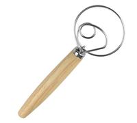 Danish Dough Whisk Dutch Bread Whisk Bread Mixer 10" Stainless Steel Dutch Style Bread Dough Whisk with Wooden Handle Hand Mixer Original Dutch Whisk Baking Tools for Sourdough, Pizza, Pastry, Cake