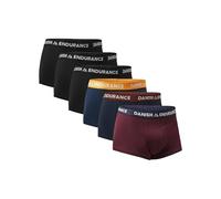 DANISH ENDRUANCE Mens Low Rise Trunks, Cotton Underwear for Men, Stretchy Men's Boxer Shorts, 6 pack, Multicolor (3xBlack, 1xNavy Blue/Orange, 1xNavy Blue/Bordeaux, 1xBordeaux/Navy), Medium