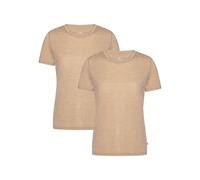 DANISH ENDURANCE 100% Merino Wool T-shirt for Women, Lightweight & Odour-Resistant Undershirt, 2-Pack Sand XL