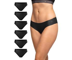 DANISH ENDURANCE 6 Pack Women's Invisible Bikini Panties, No-Show Microfiber Knickers, Sports Briefs, Black, M