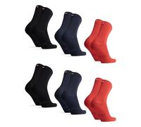 DANISH ENDURANCE Bamboo Socks, Breathable Anti Sweat Socks, for Men & Women, Unisex, 6 Pack, Multicolour (2x Apple Red, 2x Black, 2x Navy), 9-12