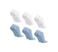DANISH ENDURANCE Bamboo Trainer Socks, Anti-Blister Ankle Socks for Summer, for Men & Women, Unisex, 6 Pack, Multicolor (3xLight Blue, 3xWhite), 3-5