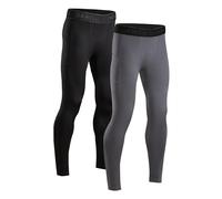 DANISH ENDURANCE Compression Leggings Men, Quick-Dry Anti-Chafing Running Tights, for Gym & Training, 2 Pack, Multicolour (1x Black, 1x Grey), L